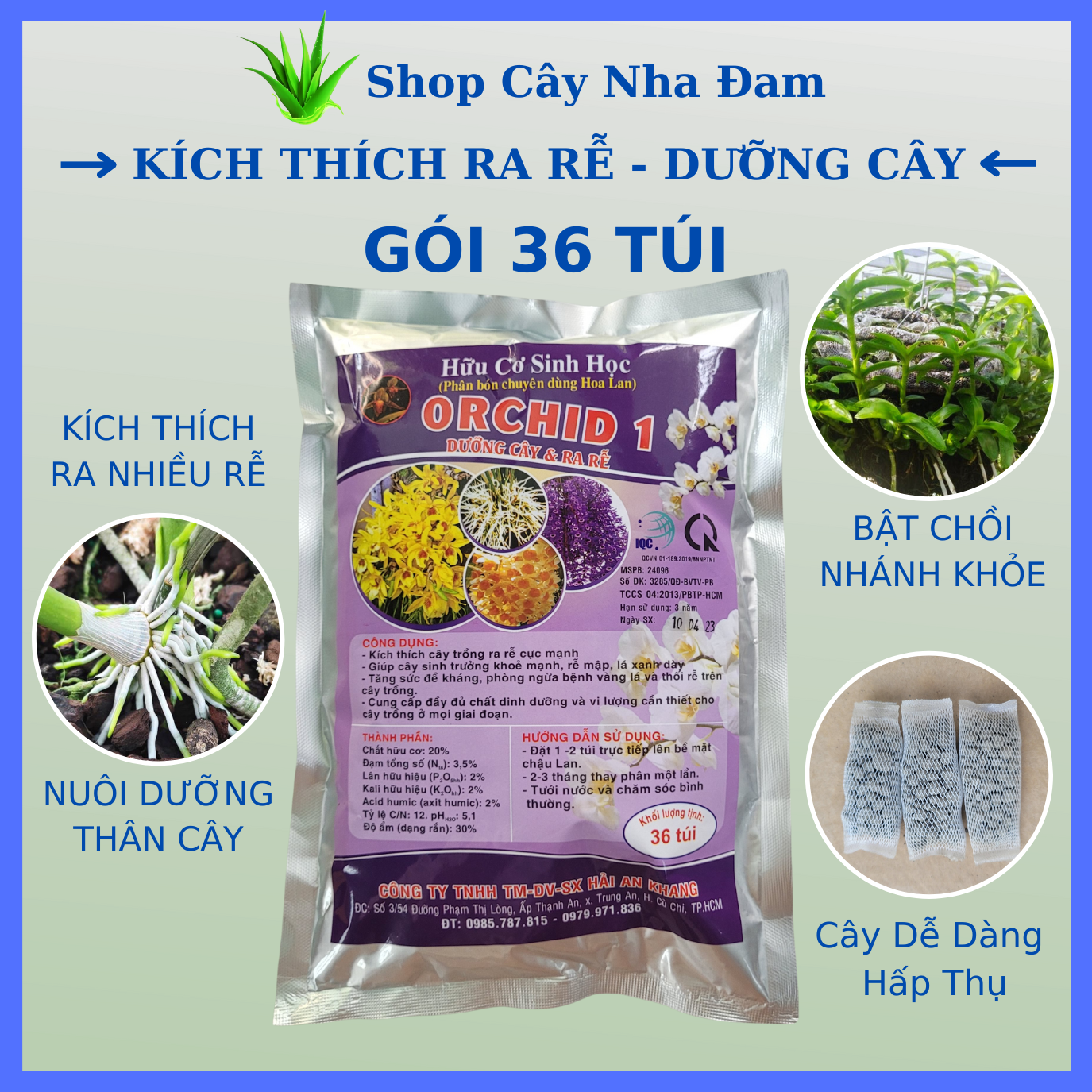 Phân bón kích thích ra rễ orchid cho hoa lan, cây cảnh, dưỡng cây, tan chậm