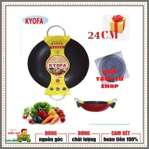 Chảo chống dính 2 quai công nghệ Hàn Quốc Kyofa Chảo chốing dính size lớn size 24cm.