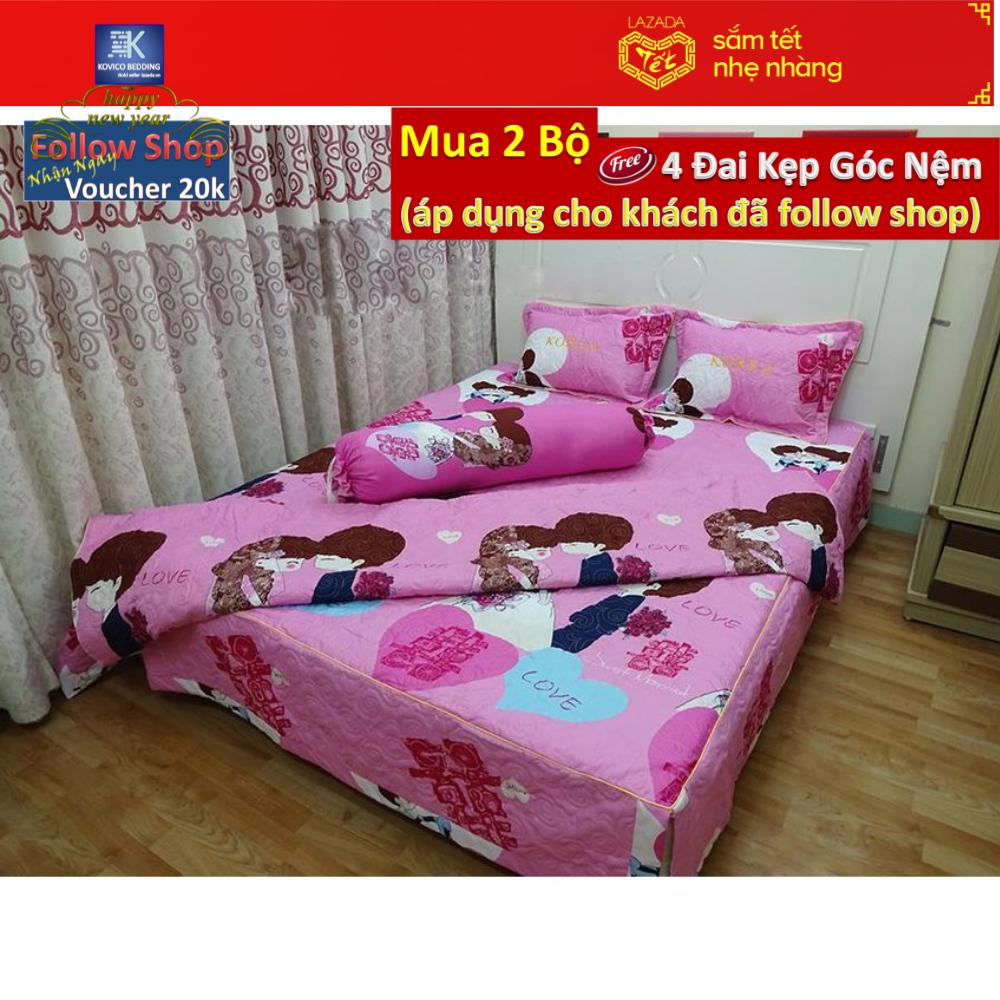 Bộ ga gối bọc Cô Dâu Hồng