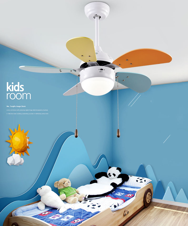 Quạt Trần Đèn Happy Childhood - Đèn quạt Trần Phòng Trẻ Em QX1320 [5 Cánh gỗ 30 inch, Đèn LED 3 Màu]