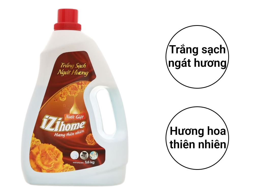 Nước giặt IZI HOME trắng sạch ngát hương hương thiên nhiên can 3.6kg.