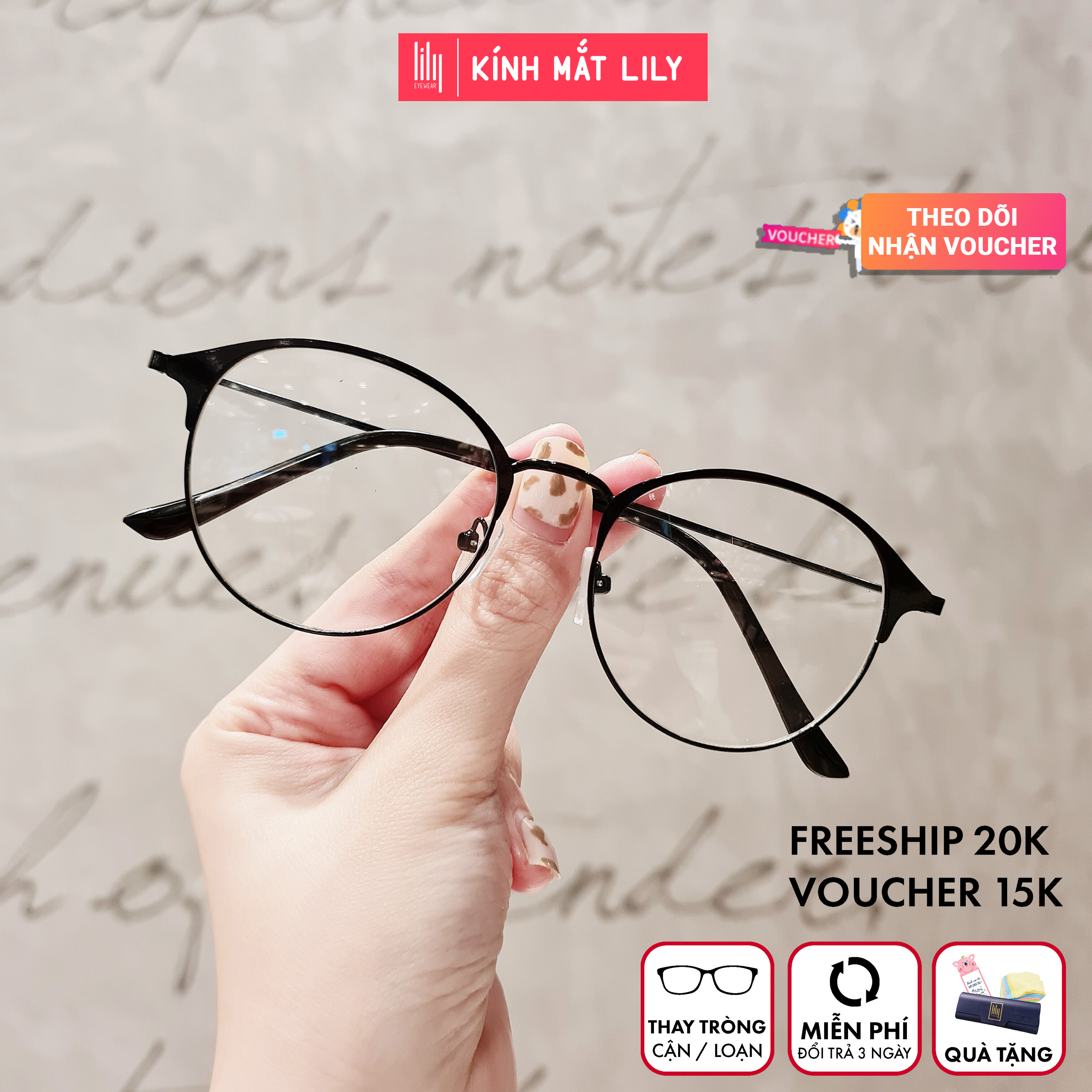 Gọng kính cận kim loại hàn 9181 - gọng kính mắt lily kèm quà