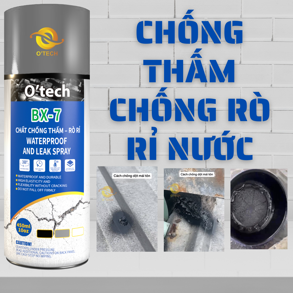 Bình xịt tạo lớp phủ chống thấm O’tech BX-7 Chất Chống Thấm – Rò Rỉ Waterproof & Leak Spray