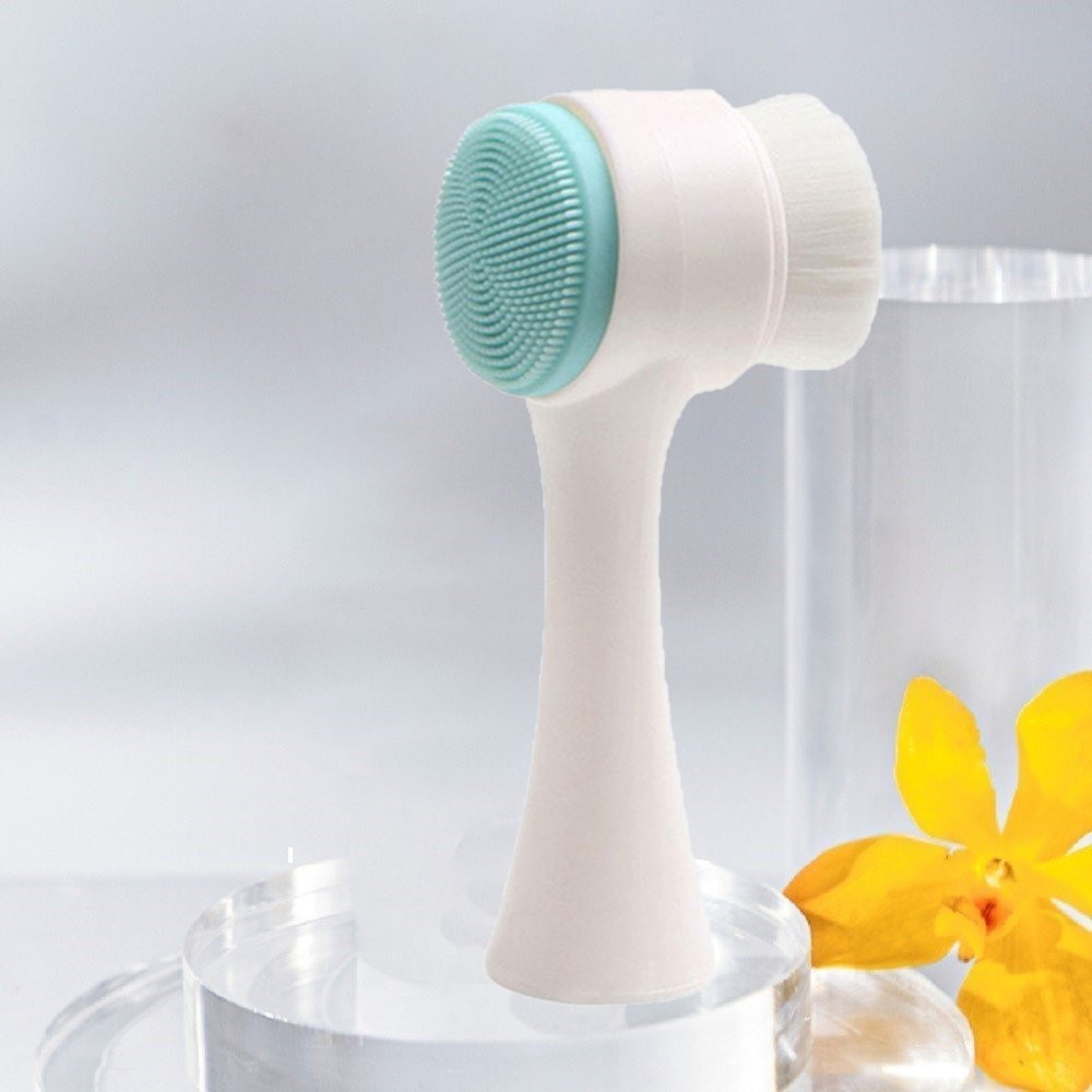 Cọ Rửa Mặt 2 Đầu Hàn Quốc Lông Cọ Silicon Mềm Mại An Toàn Cho Da Dễ Vệ Sinh Korean Facial Cleansing Brush