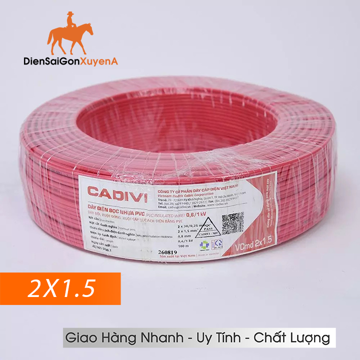 10 mét dây điện đôi cadivi vcmd 2x0.5, 2x0.75, 2x1.0, 2x1.5, 2x2.5 - điện sài gòn xuyên á
