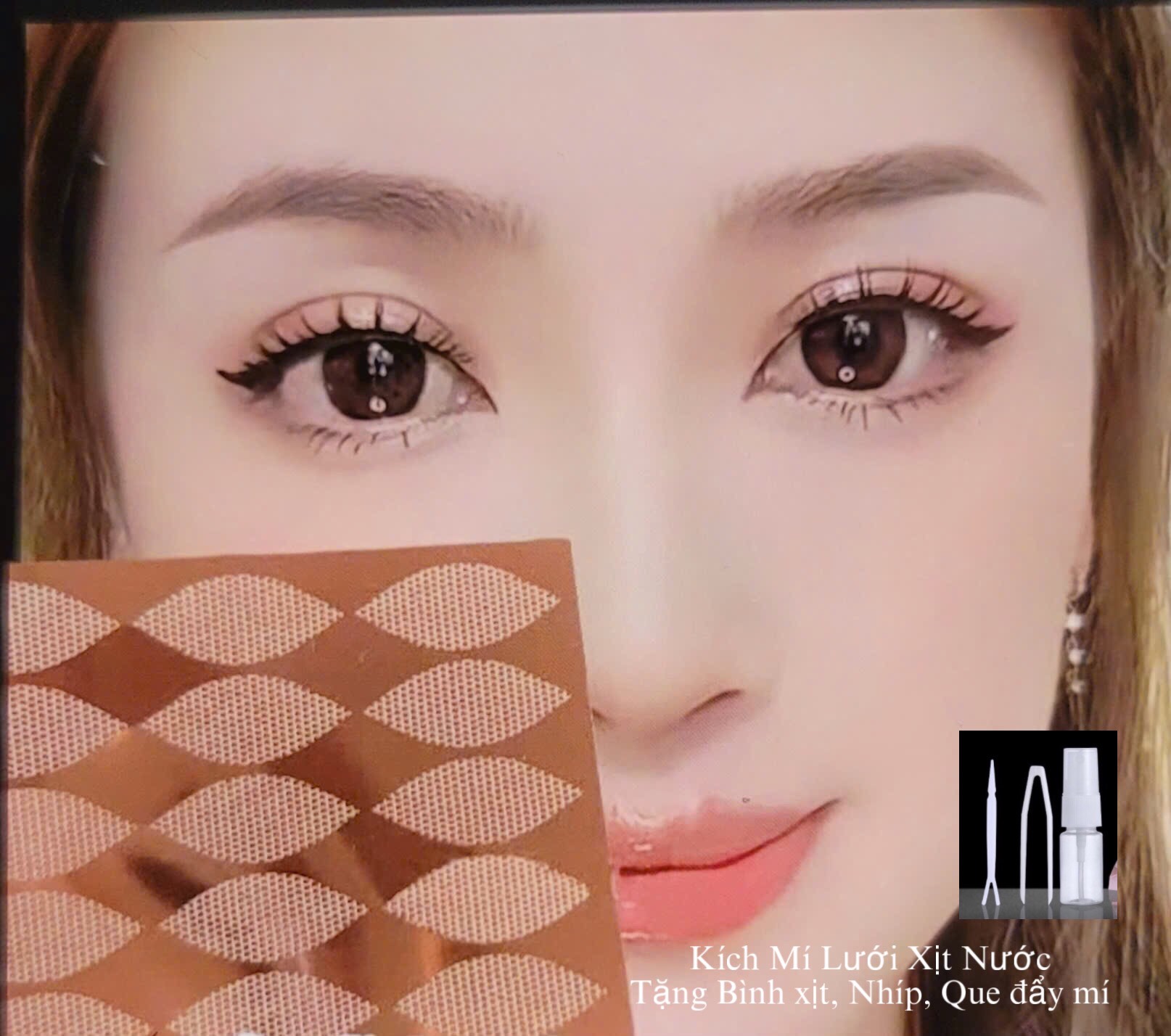 Kích mí lưới tàng hình xịt nước - Tặng kèm bộ dụng cụ 3 món