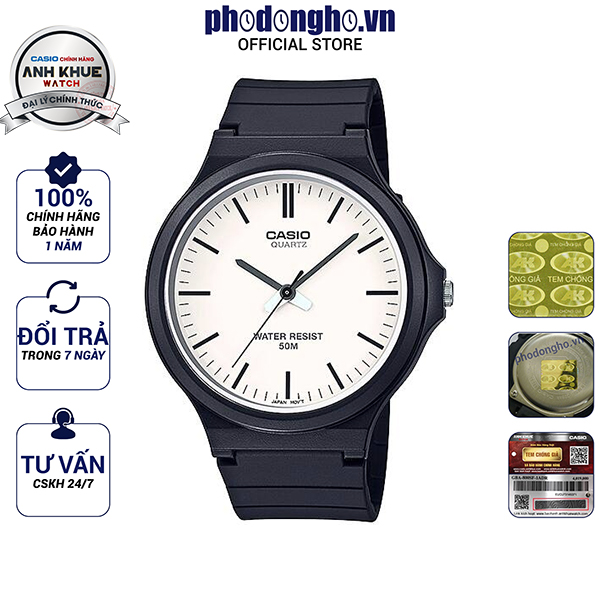 Đồng hồ nam dây nhựa casio anh khuê mw-240-7evdf