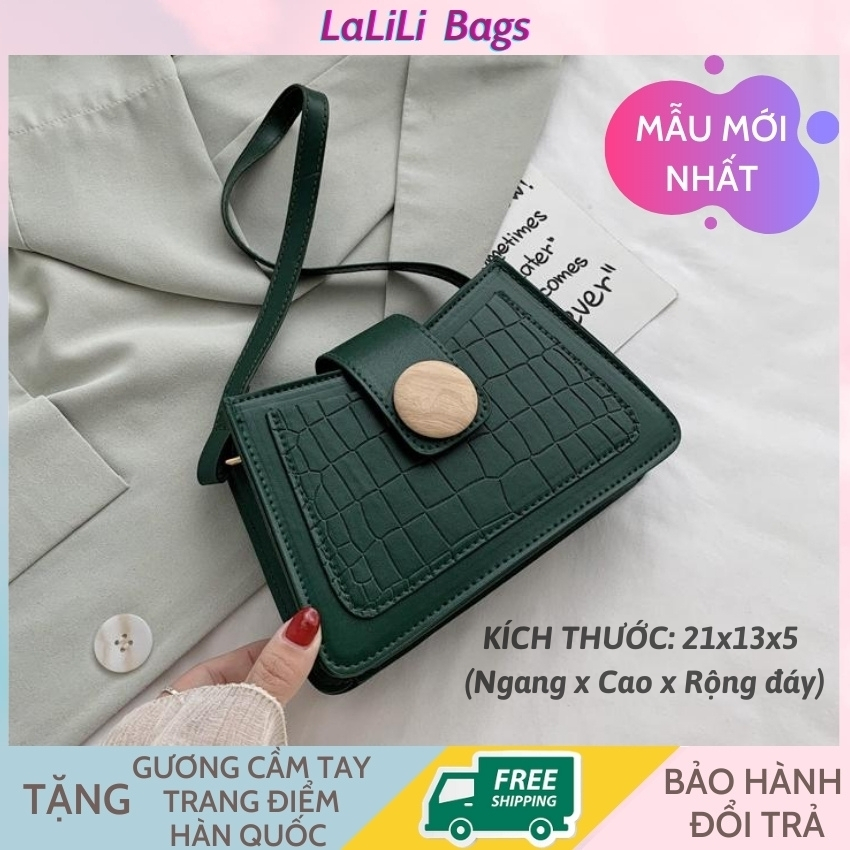 Túi xách nữ - TẶNG KÈM GƯƠNG CẦM TAY MINI - Túi đeo chéo LALILI BAGS Túi nữ thời trang da PU cao cấp phong cách Hàn Quốc