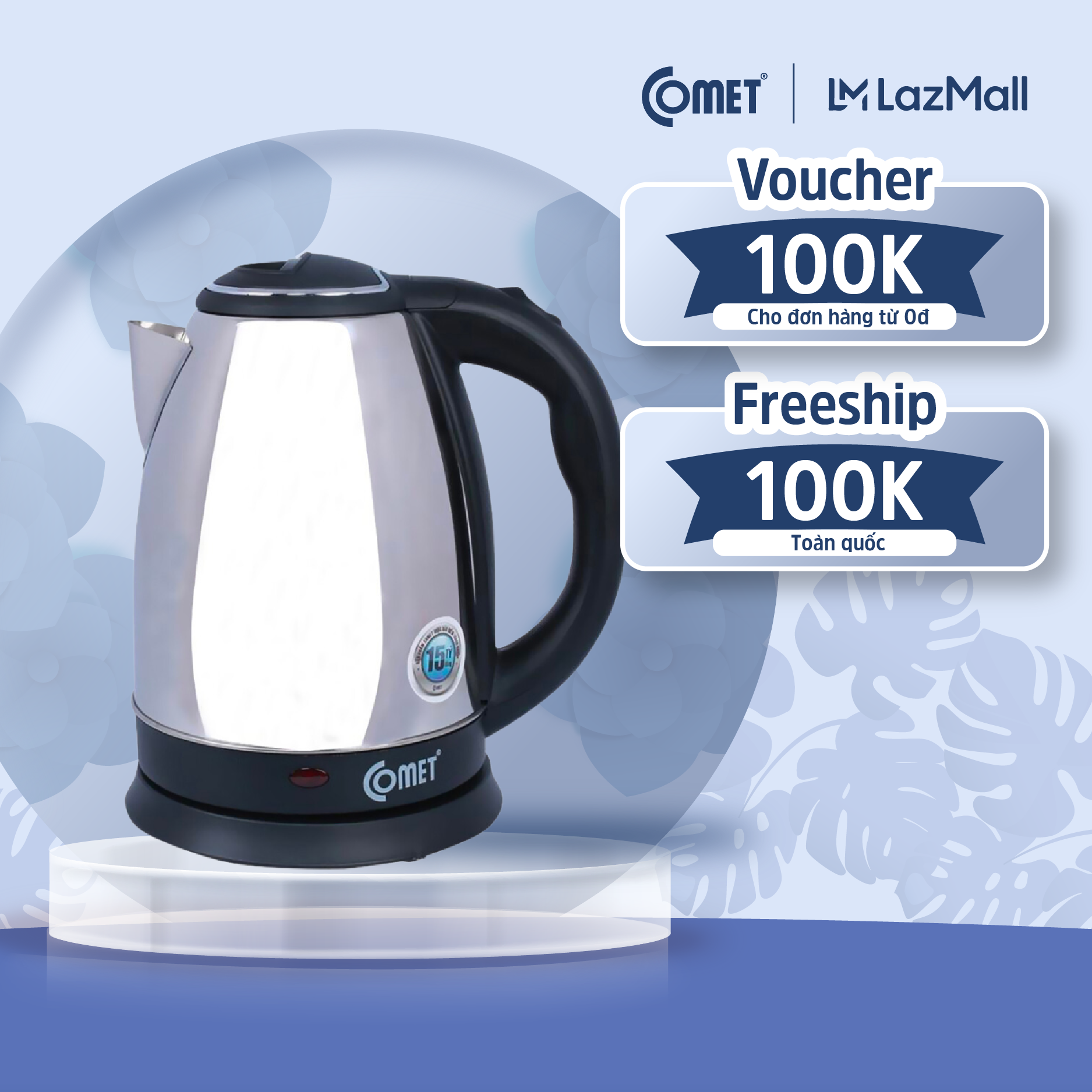 Bình đun siêu tốc comet - cm8219 - 1.8l - bảo hành 12 tháng - hàng chính hãng