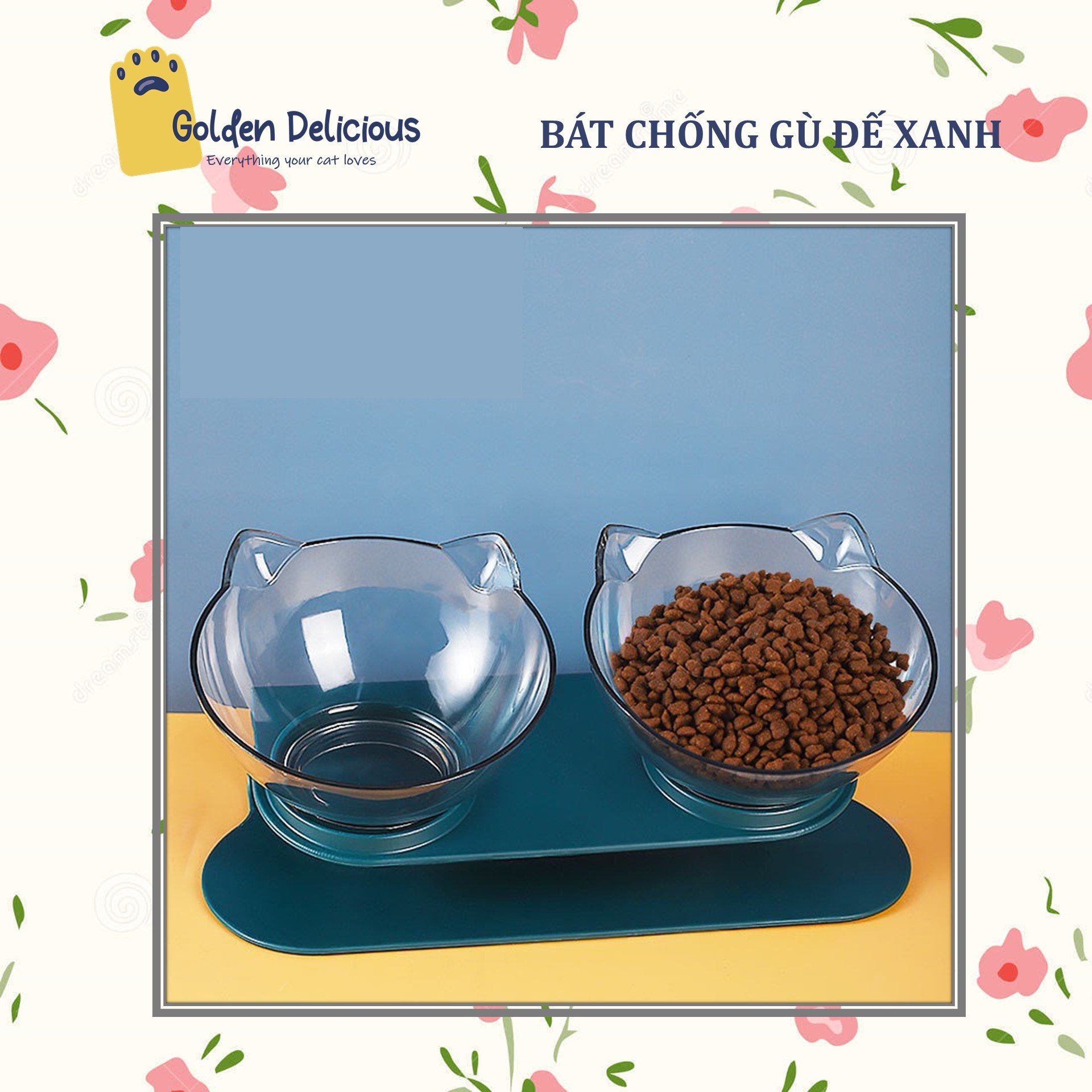 Bát Ăn Chống Gù Cho Chó Mèo - Chân Đế Nghiêng 15° - Chất Liệu Nhựa Cao Cấp - Màu Sắc Đẹp Sang Trọng - Đã có Chân Đế Màu Xanh Cực Đẹp Cho Năm Mới 2022