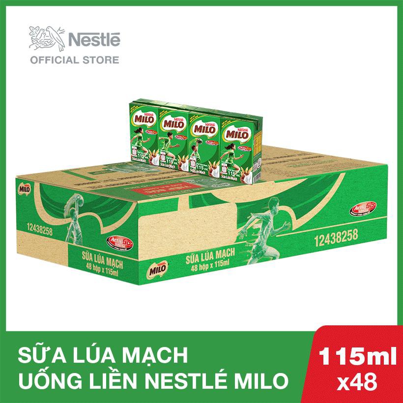 Thùng 48 hộp sữa lúa mạch nestlé milo hsd 14.7.22