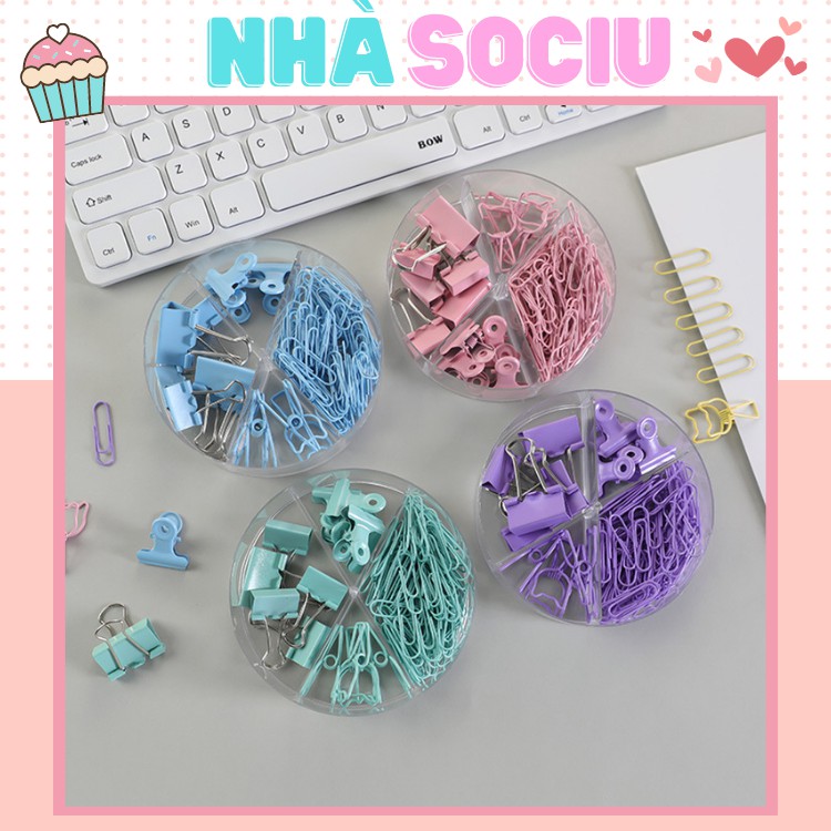 Set kẹp giấy tài liệu đa năng bằng kim loại - Có nhiều dáng kẹp khác nhau Sociu