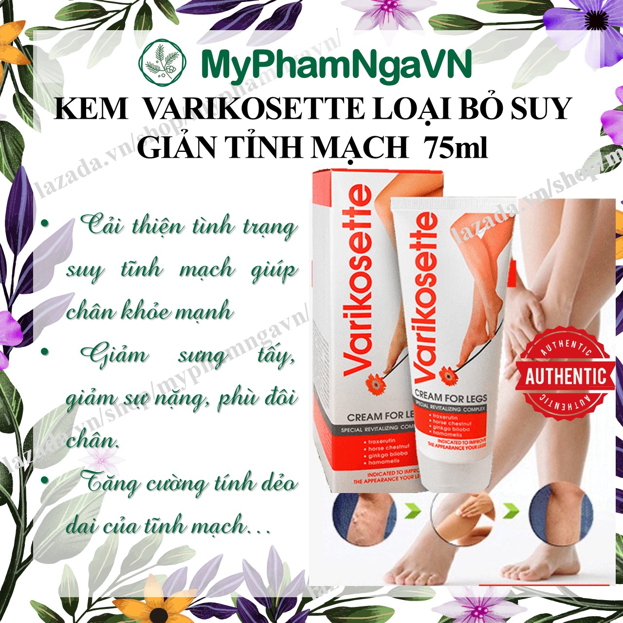 [HCM]Kem Loại Bỏ Giãn Tĩnh Mạch Chân Varikosette Nga 75ml