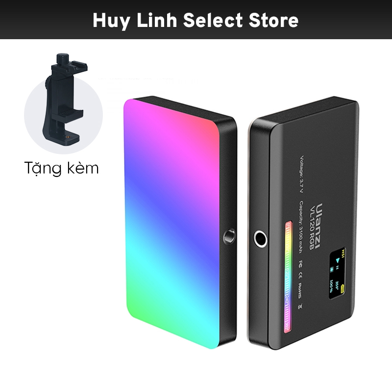 Đèn led video ulanzi vl120 rgb - dải nhiệt 2500k - 9000k với 20 hiệu ứng ánh sáng kèm silicon smooth mềm tản sáng