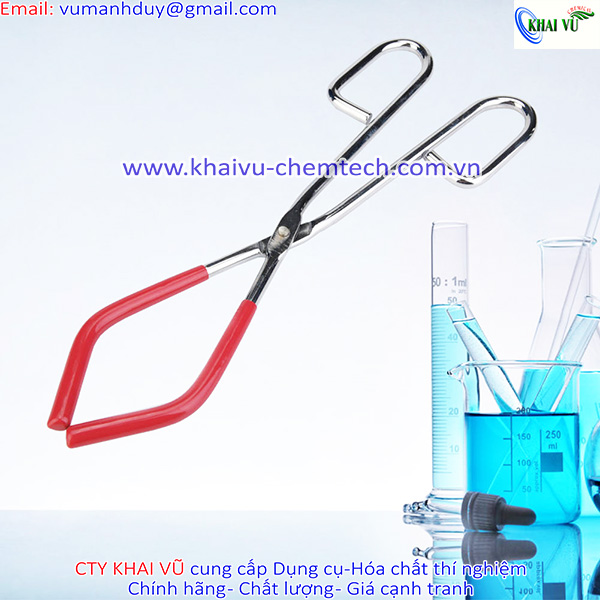 Kẹp INOX gắp dụng cụ gắp chén nung phòng thí nghiệm siêu nhẹ và êm bọc nhựa chống trượt dài 26cm