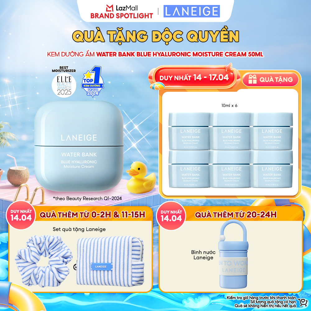 Kem Dưỡng Ẩm Sâu 100 Giờ  Phục Hồi Hàng Rào Bảo Vệ Da Laneige Water Bank Blue Hyaluronic Moisture Cream 50ml (Da Khô và Xỉn Màu)