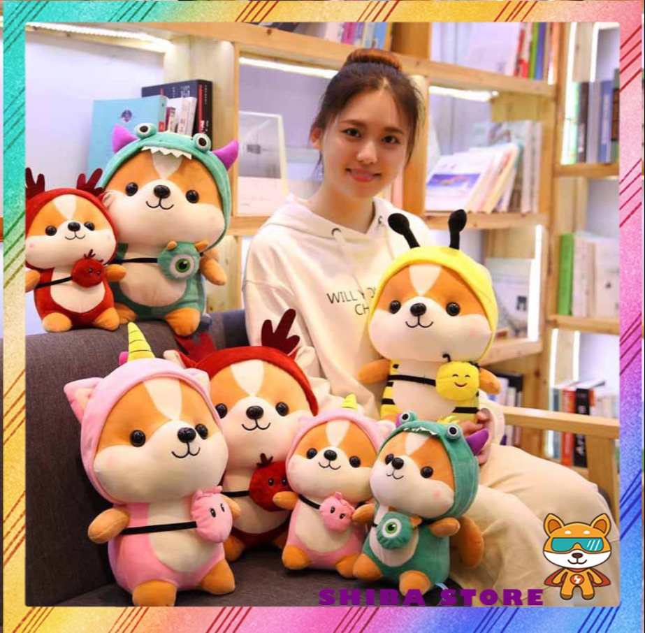 Gấu Bông Chó Shiba Cosplay Cute mềm mịn Size 25 cm