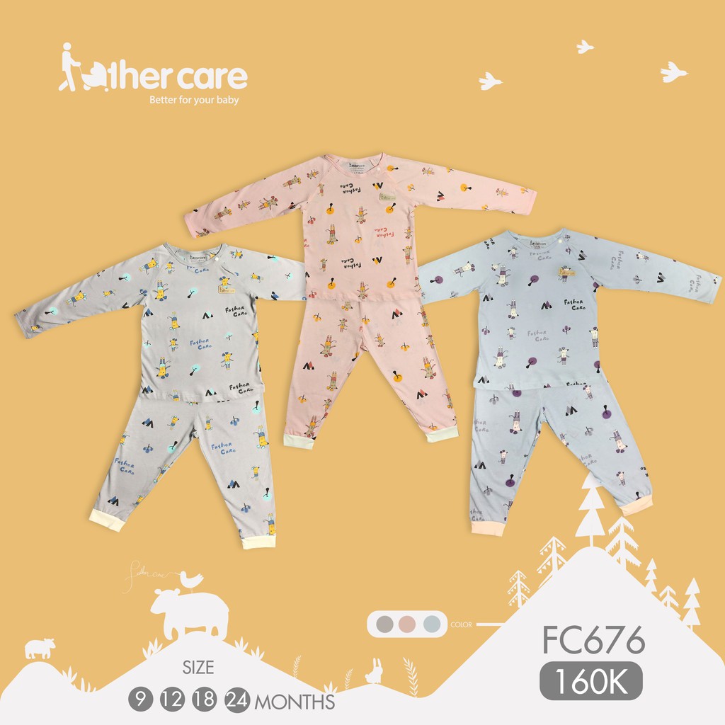 Bộ quần áo fathercare trẻ em raglan bo dt - họa tiết chuột ballet fc676