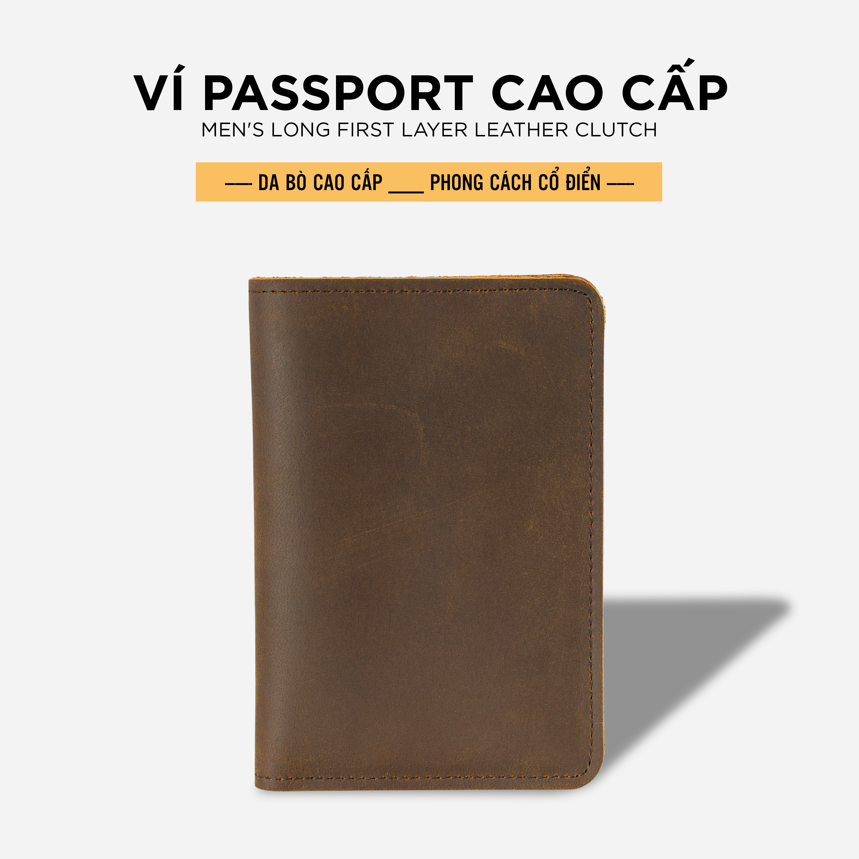 Ví Da Đựng Passport (Bao da hộ chiếu) - Hàng FullBox -  Da Bò Nguyên Tấm 100%