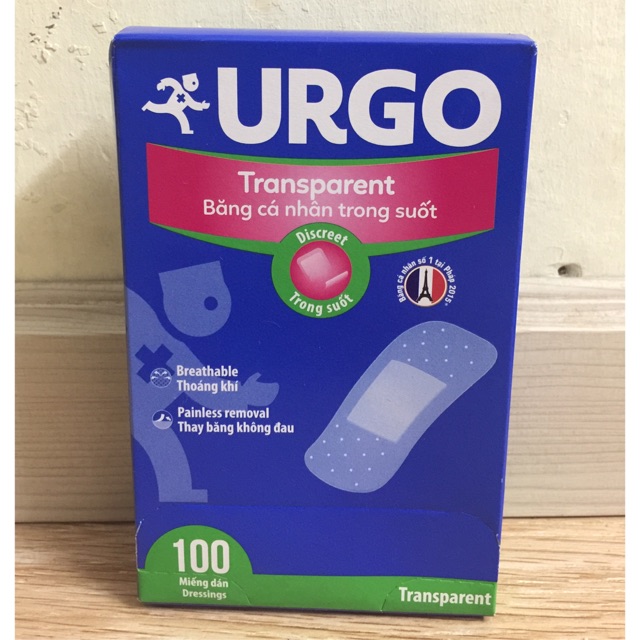Băng keo cá nhân URGO (hộp 100 miếng/ màu trong )