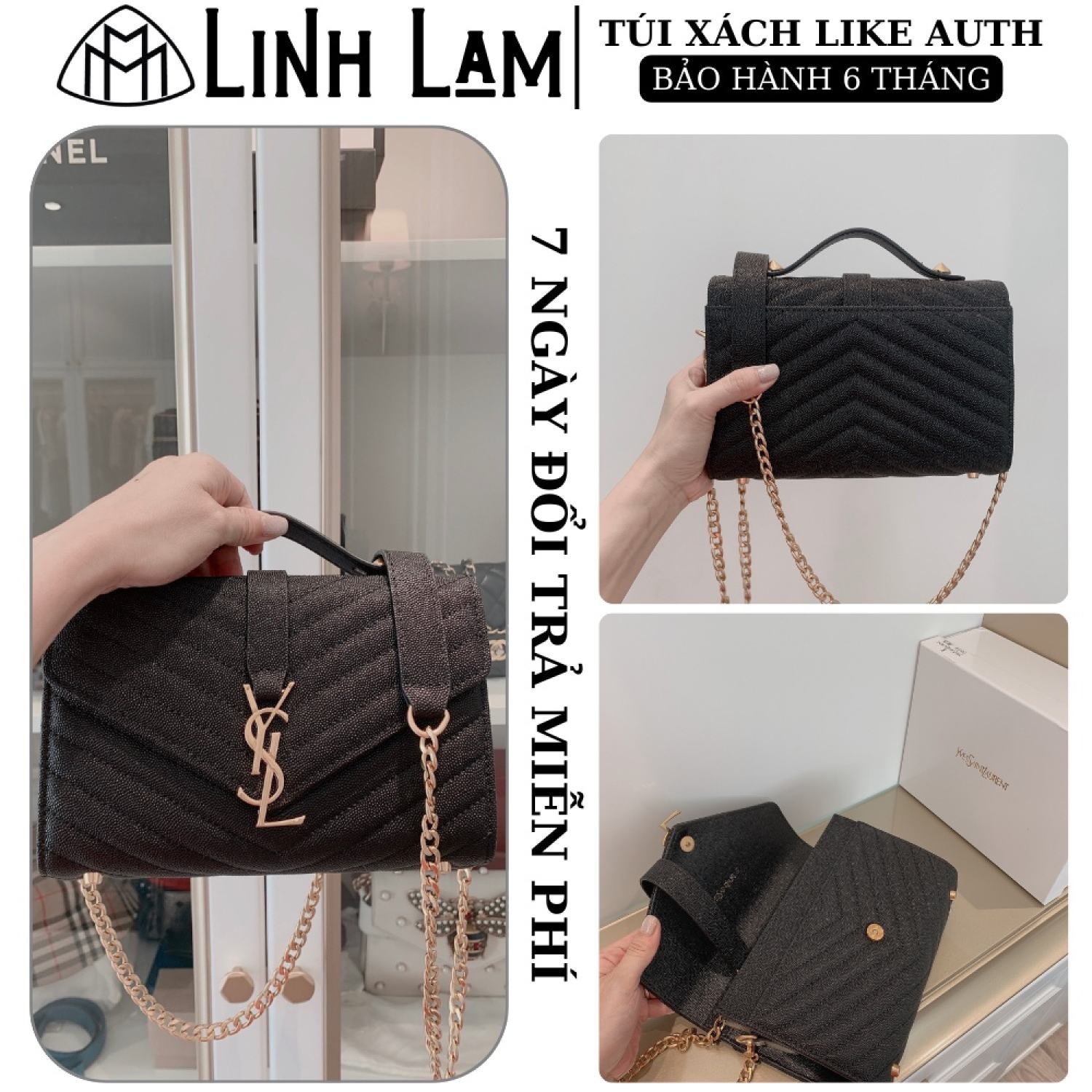 Túi xách đeo chéo nữ, Túi xách đeo vai thời trang YSL cao cấp, Chất Liệu da cá đuối 100%,Size 22cm, fullbox,BH 6 tháng