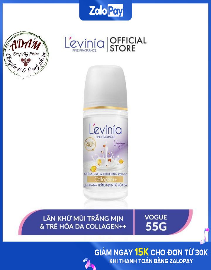 Lăn Khử Mùi Trắng Mịn & Trẻ Hóa Da Collagen++ L'evinia 55g - Tím Vogue