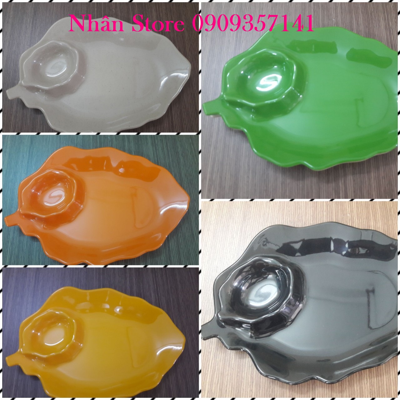 Dĩa chiếc lá kèm chén chấm