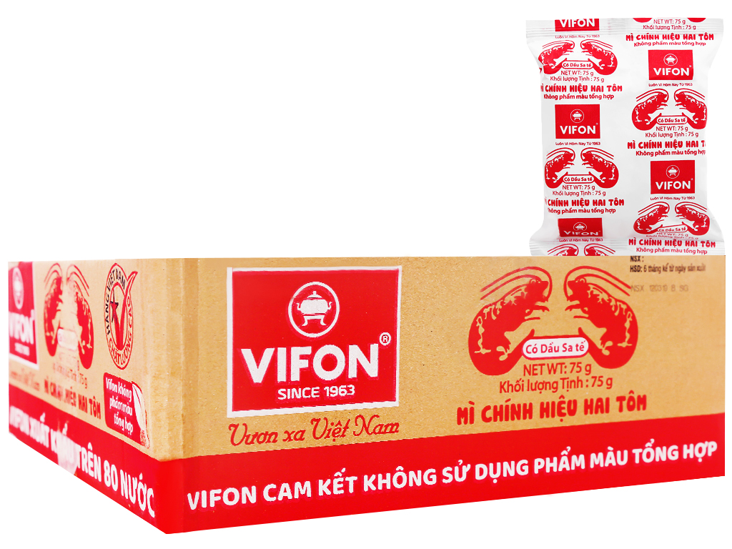 Thùng 30 gói Mì Hai tôm chính hiệu Vifon