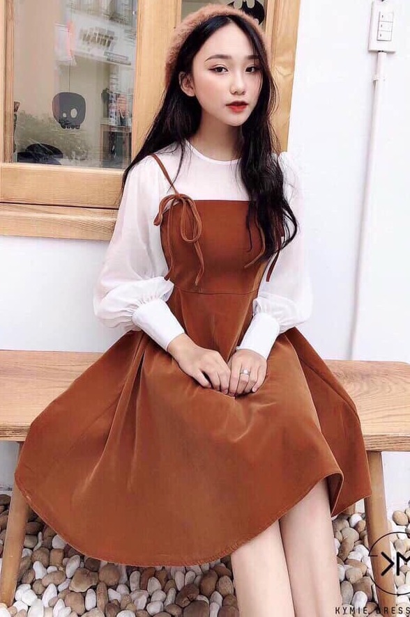 [HCM]Đầm yếm cao cấp cực xịn thời trang nữ cao cấp hai màu ( đen và nâu )
