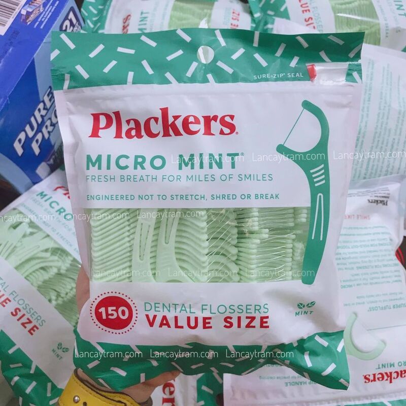 [HCM][HANGMYNHAP] 150 TĂM CHỈ NHA KHOA BẠC HÀ THƠM MÁT PLACKERS MICRO MINT