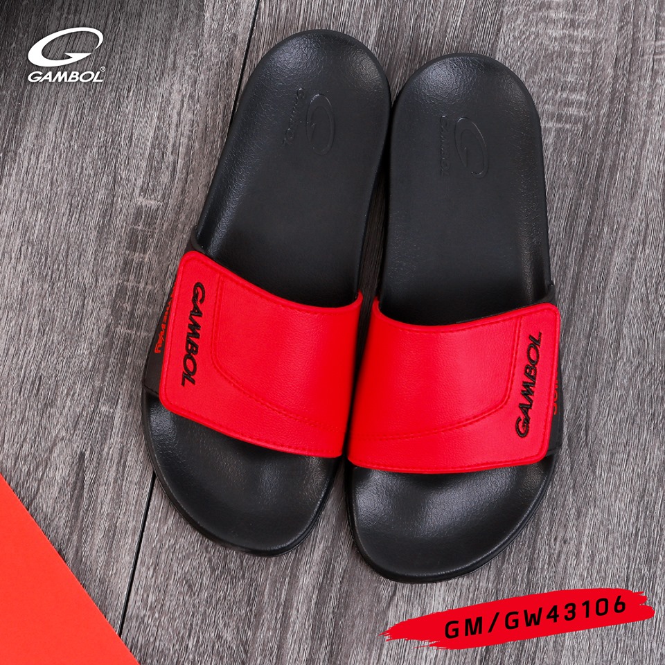 Dép Thái Lan Nam Nữ Gambol 43106 Chính Hãng - Đế đen quai đỏ