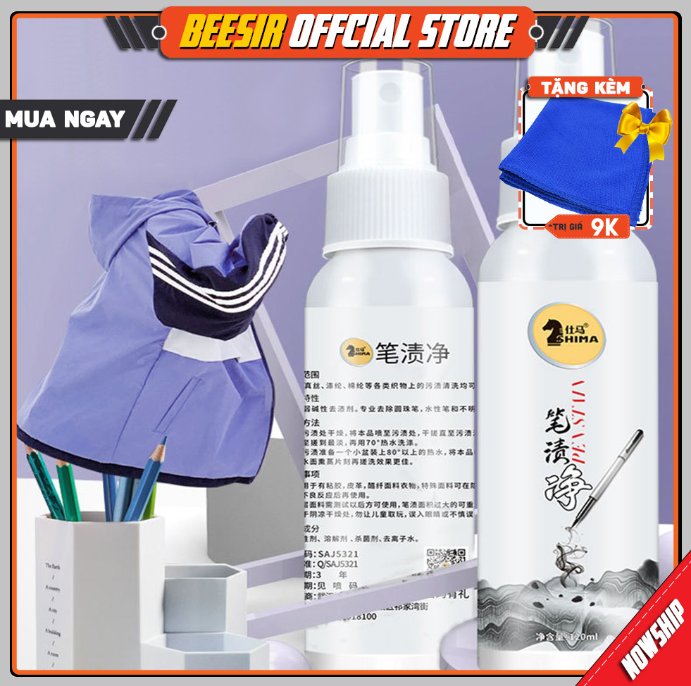 Dung Dịch Tẩy Vết Mực Bút Bi Bút Lông Trên Quần Áo SHIMA 120ml