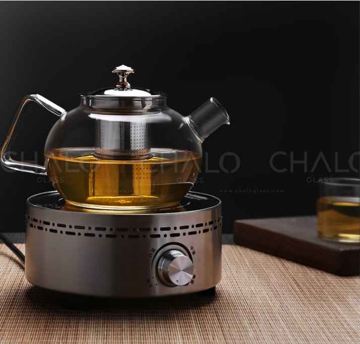 Ấm trà thủy tinh chịu nhiệt dung tích 1000ml dùng được trên bếp từ có thể đun nước hoặc pha trà đều được