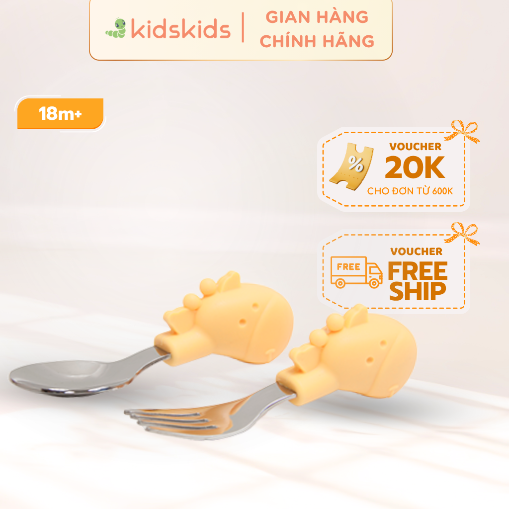 Bộ thìa nĩa tập ăn cho bé Palm Grasp Marcus & Marcus, từ 18 tháng - Lola