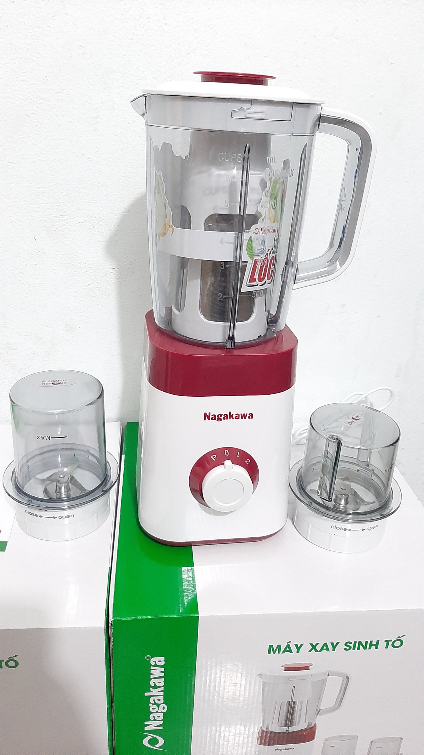 Máy xay sinh tố 3 cối nagakawa nag0816 dung tích 1.5l