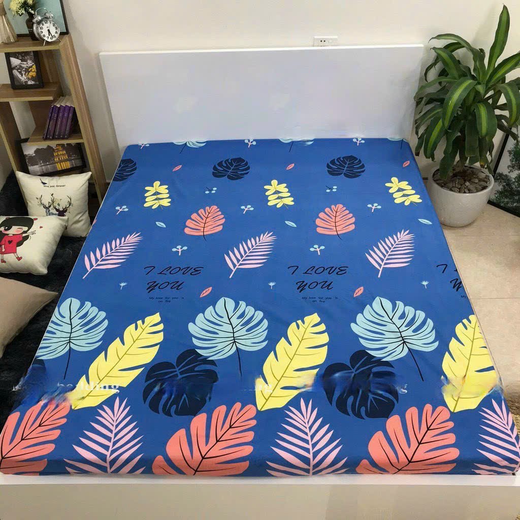 Ga chống thấm cotton hoạ tiết, ga chống thấm , ga chống thấm cotton kháng khuẩn, an toàn cho bé mẫu lá chuối vàng sunzin - dìu giấc yêu thương