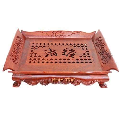 Khay trà gỗ kiểu tai cuốn gỗ hương đỏ
