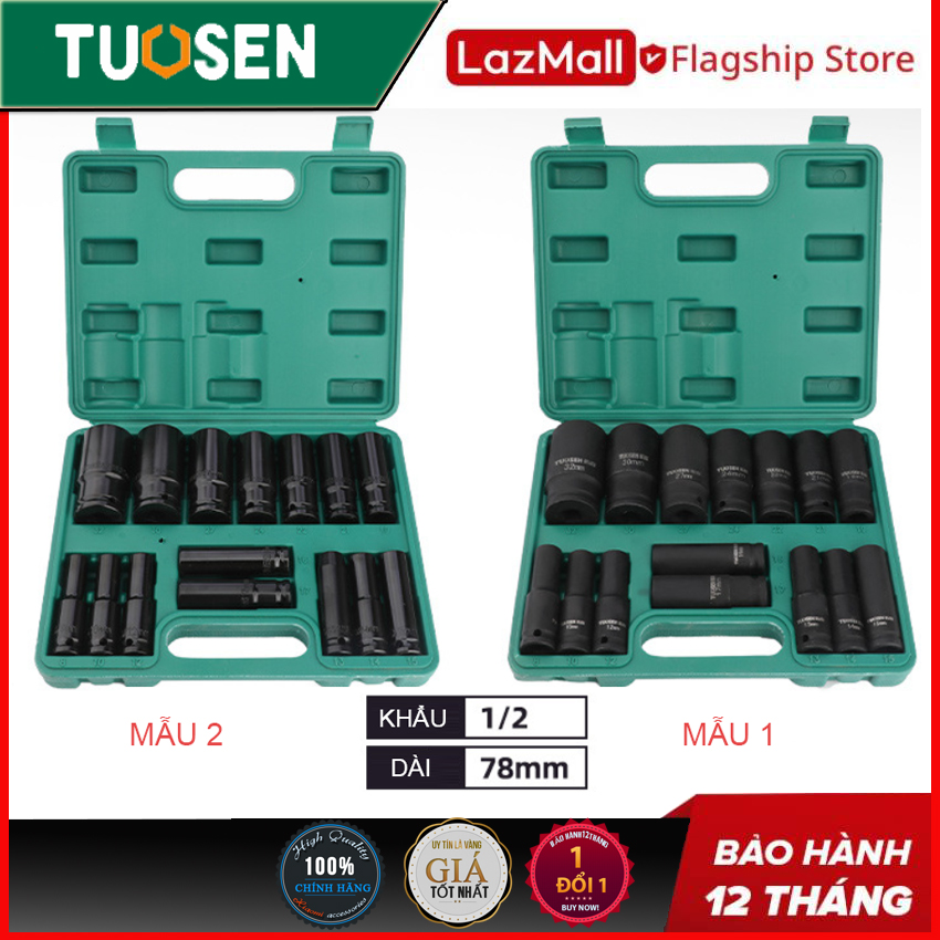 6 bộ khẩu 10 món, 15 món, 20 món dùng cho máy siết bulong chân 1/2 inch - chính hãng tuosen