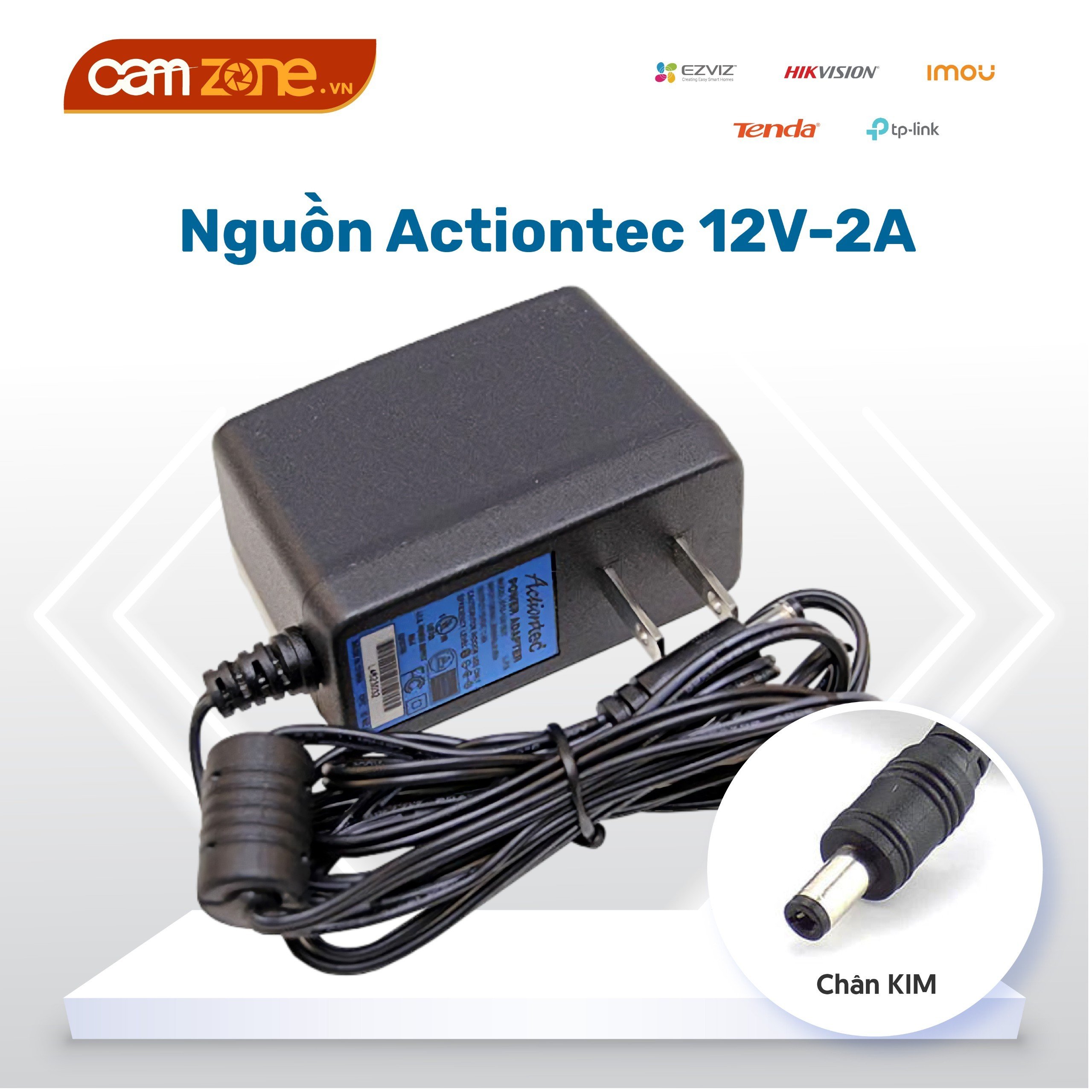 Nguồn Actiontec 12V 2A chân to 5.5mm dùng cho camera - Nguồn Adapter 12v2a chất lượng cao Camzone - Bảo hành 12 tháng