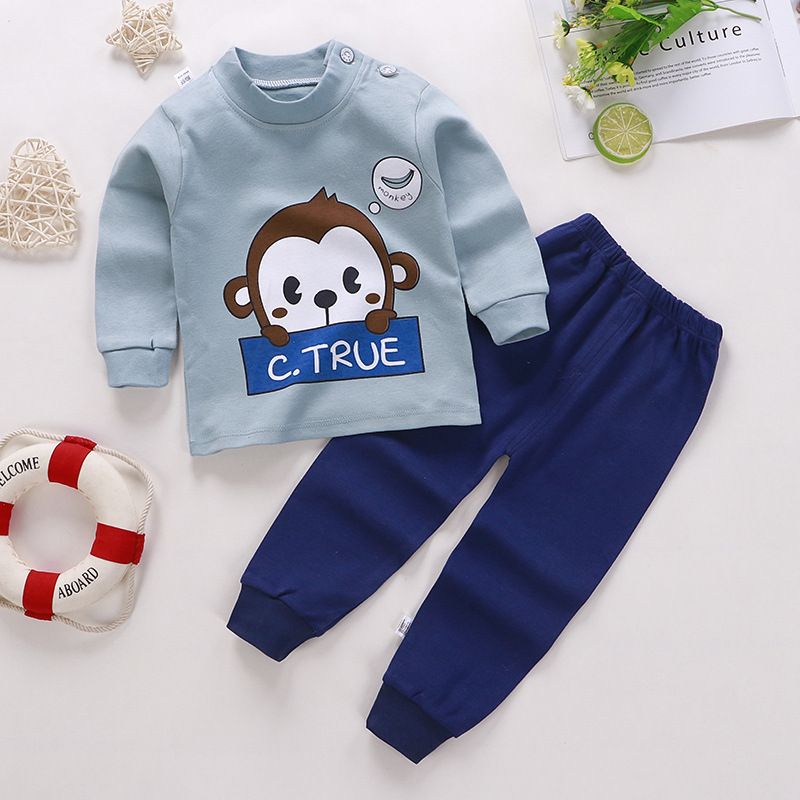 Bộ đồ lót trẻ em, đồ ngủ trẻ em cotton thu đông quần dài cho bé trai và bé gái 1-5 tuổi