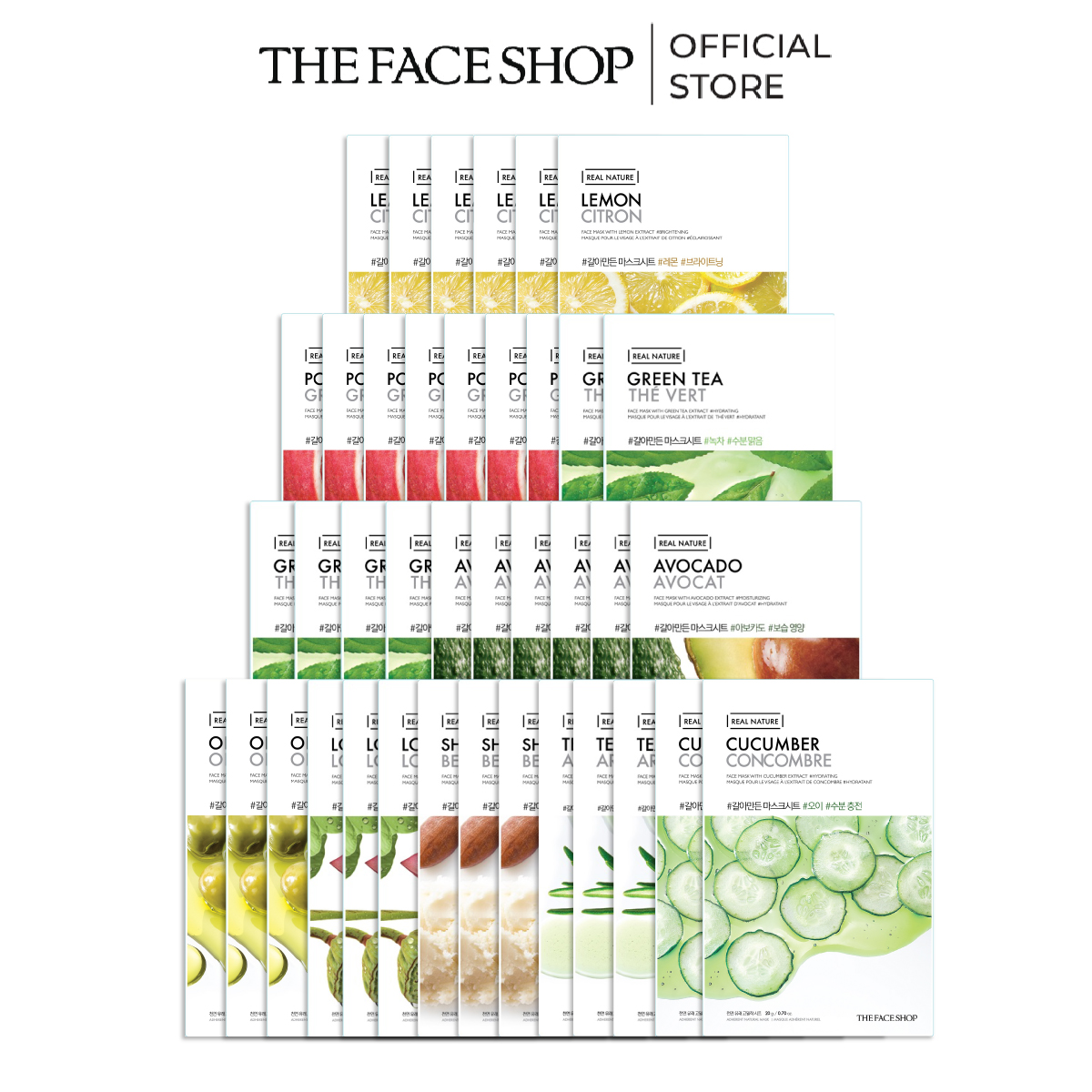 Combo 39 mặt nạ real nature the face shop 20g