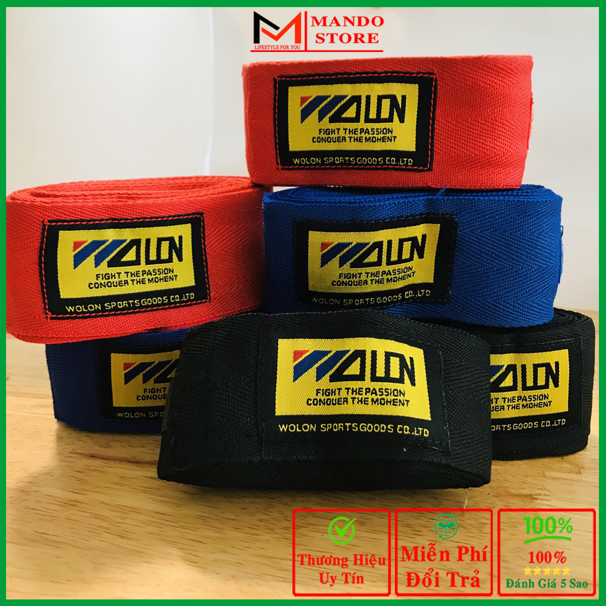 Bộ Đôi Băng Đa Dây Quấn Tay Đấm Bốc, Boxing Dài 5m - Chuyên Nghiệp - Chính Hãng Wolon - Đôi Dây Quấn Đấm Bốc Tập MMA Cao Cấp