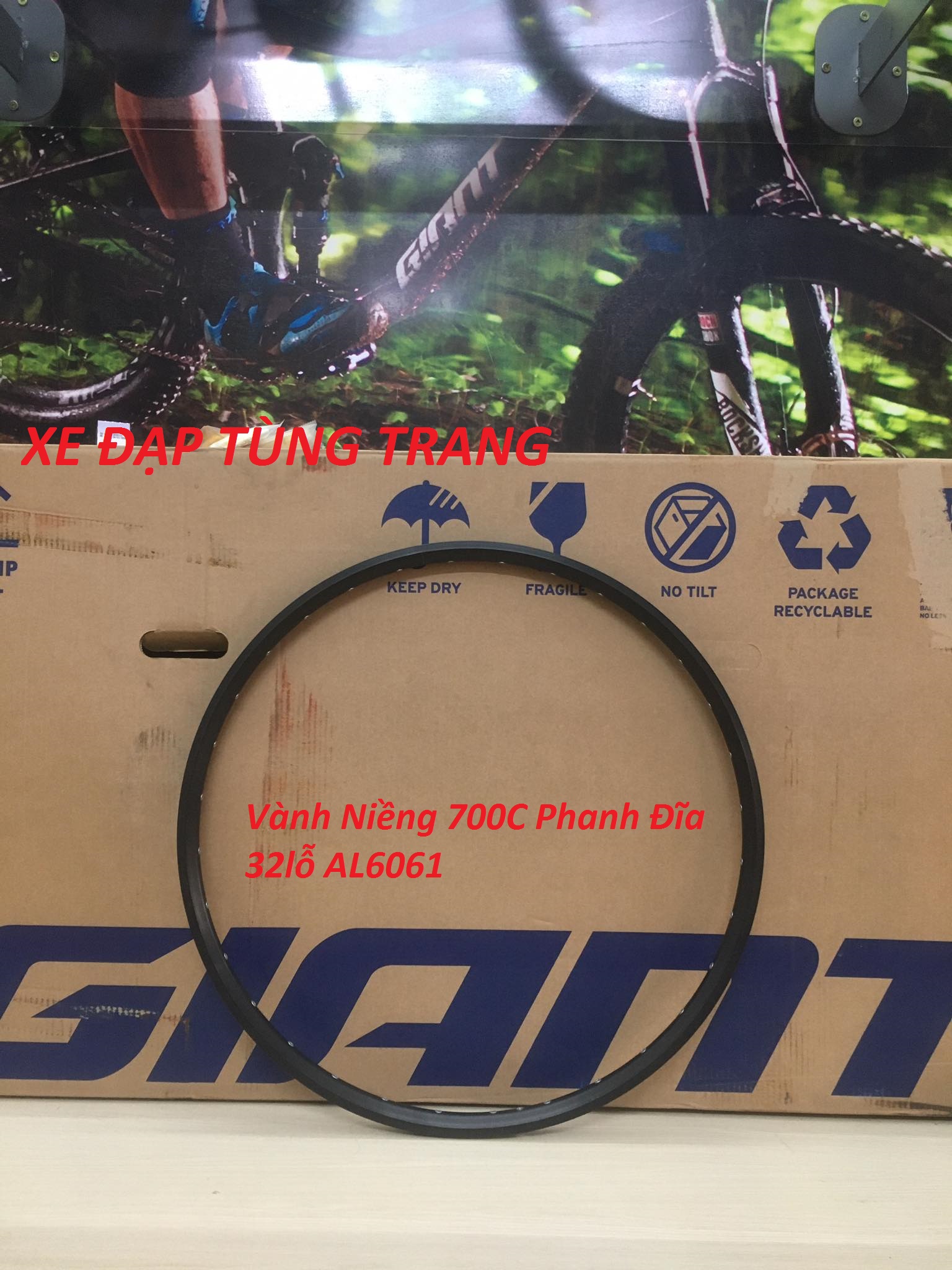 Vành / niềng 700c phanh đĩa 32 lỗ khuyên tán nhôm 6061.
