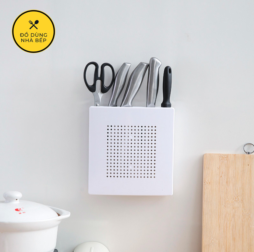 [HCM]Kệ nhựa treo đựng dao kéo dán tường nhà bếp 5 ngăn 20cm