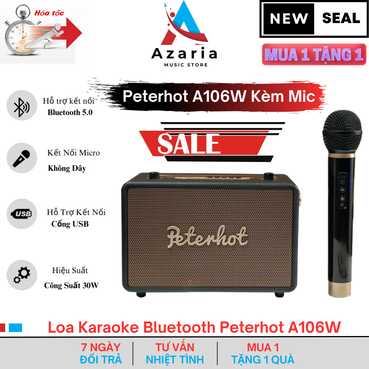 Loa Karaoke Bluetooth Peterhot A106W , Loa Karaoke Bluetooth Peterhot A106W Hệ thống loa: 2 loa tress 2 inch; 1 loa bass 3 inch
