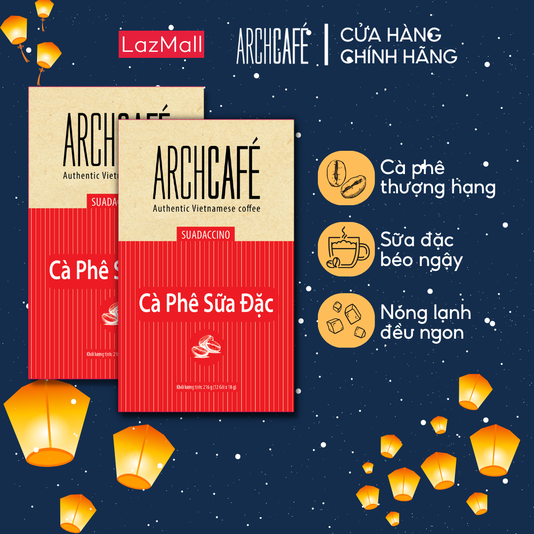 Combo 2 Cà Phê Sữa Đặc - Cafe hoà tan Archcafé (hộp 12 gói x 18g)