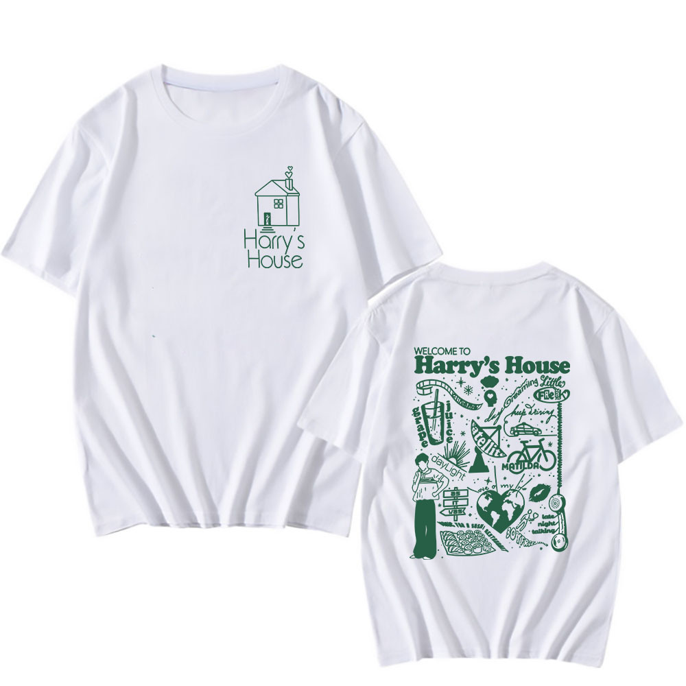 2025 Tay Ngắn Cổ Tròn 100% Cotton Mẫu Mới T Áo Thun Harrys House Love on Tour Tshirt  Cotton Shirts Lovely Carto Thời Trang Hàn Quốc Mặc Thường Ngày