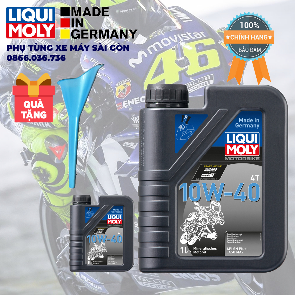 Nhớt Liqui Moly Motorbike Street 4T 10W40 1 Lít dành cho xe số côn tay [Mua 5 tặng 1 phểu]