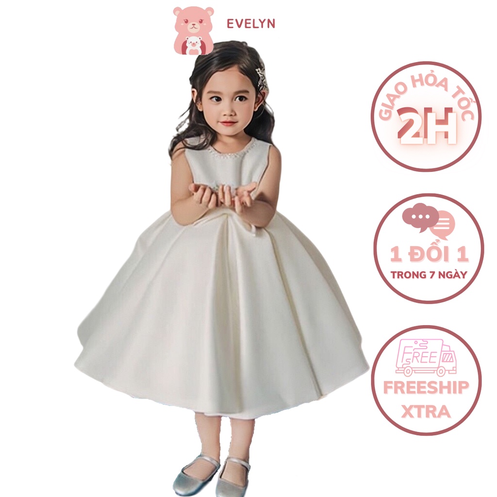 Sẵn size 635kg Váy đầm xoè công chúa thiết kế cho bé gái Xavia tay phồng  vải voan  Tuna House For Princess  Tuna House For Princess