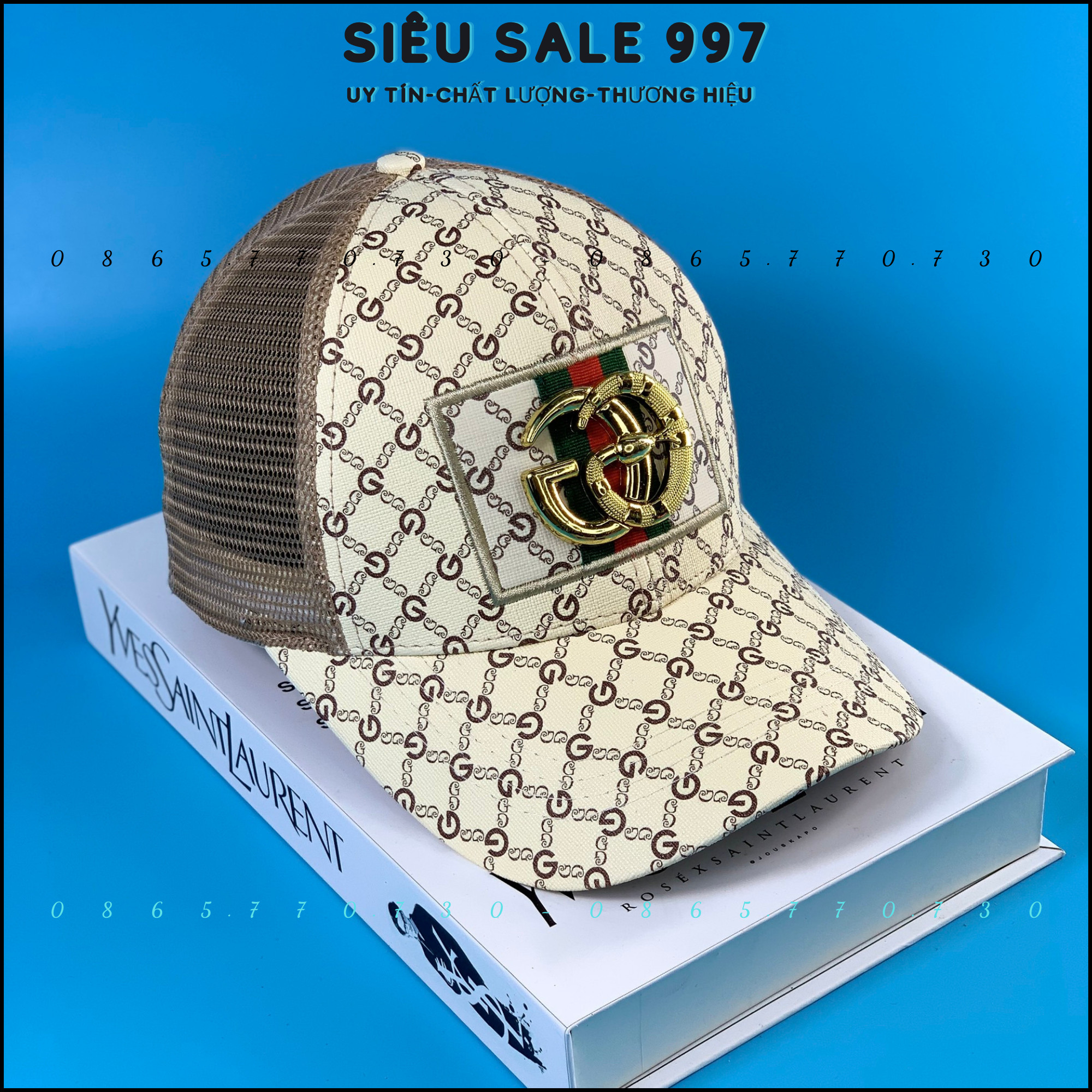 Mũ Lưỡi Trai Phối Lưới Logo Vàng GC Cao Cấp, Nón Kết Hot Thời Trang Da Phối Lưới Nam Nữ Cá Tính